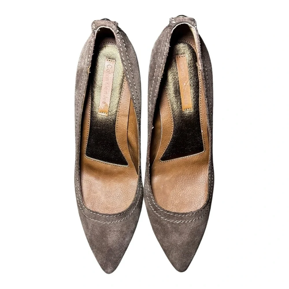 CALVIN KLEIN Women's Tan Suede Barbie Wedges Size 10